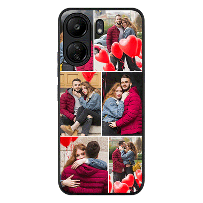Redmi 13C 4G / Rugged Black Personalised Valentine Photo Collage Grid, Phone Case - Redmi - Stylizedd.com