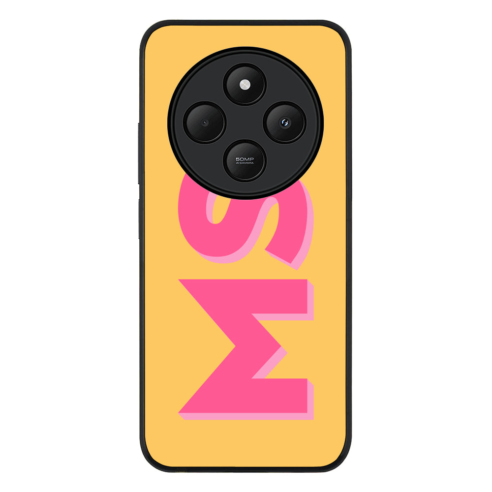 Redmi 14C / 14R / Rugged Black Personalized Monogram Initial 3D Shadow Text Phone Case - Redmi - Stylizedd.com