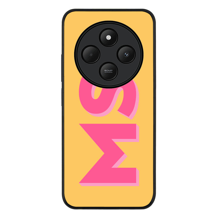 Redmi 14C / 14R / Rugged Black Personalized Monogram Initial 3D Shadow Text Phone Case - Redmi - Stylizedd.com