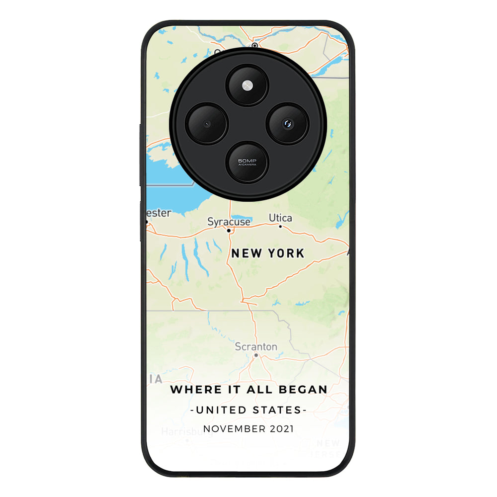 Redmi 14C / 14R / Rugged Black Personalized map, Phone Case - Redmi - Stylizedd.com