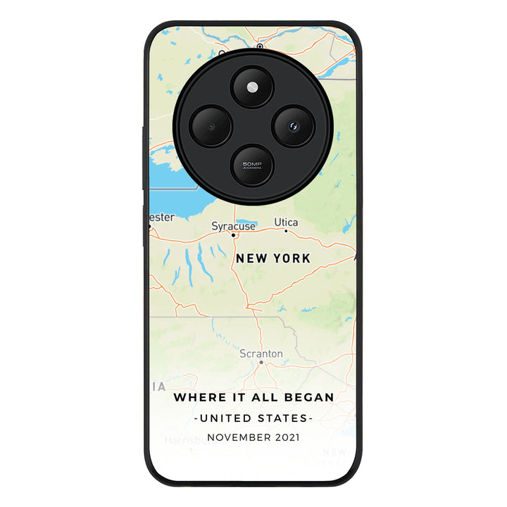 Redmi 14C / 14R / Rugged Black Personalized map, Phone Case - Redmi - Stylizedd.com