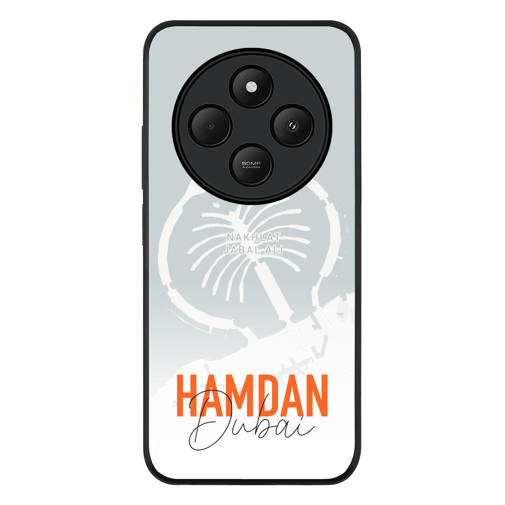 Redmi 14C / 14R / Rugged Black Personalized Location Map & Name, Phone Case - Redmi - Stylizedd.com