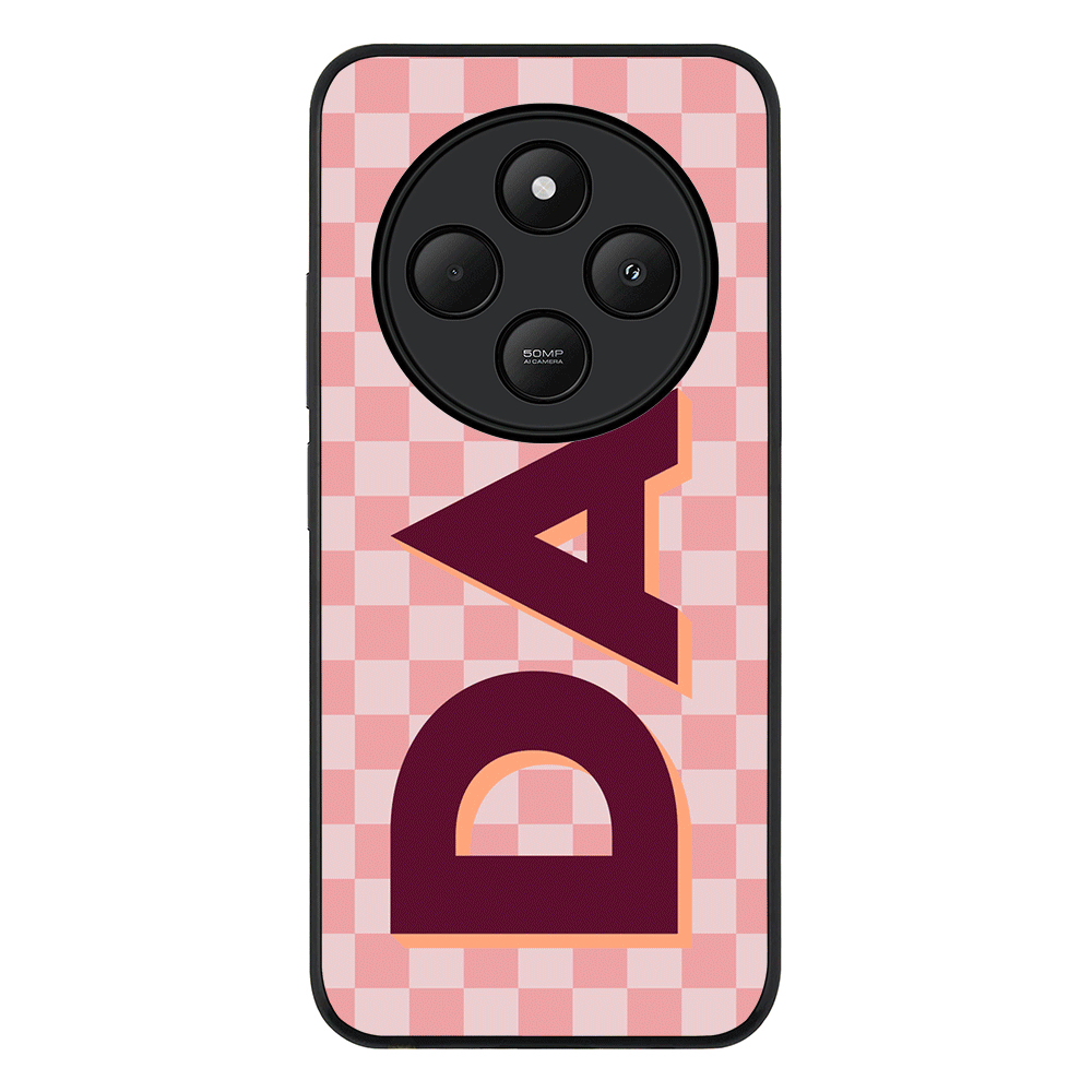 Redmi 14C / 14R / Rugged Black Custom Monogram Initial Small Checkerboard, Phone Case - Redmi - Stylizedd.com