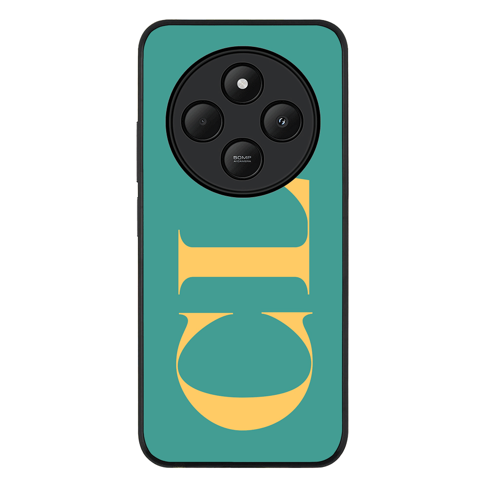 Redmi 14C / 14R / Rugged Black Personalized Monogram Large Initial 3D Shadow Text, Phone Case - Redmi - Stylizedd.com