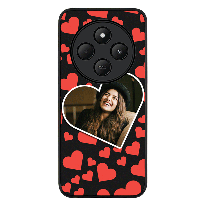 Redmi 14C / 14R / Rugged Black Custom Photo Heart shaped, Phone Case - Redmi - Stylizedd.com