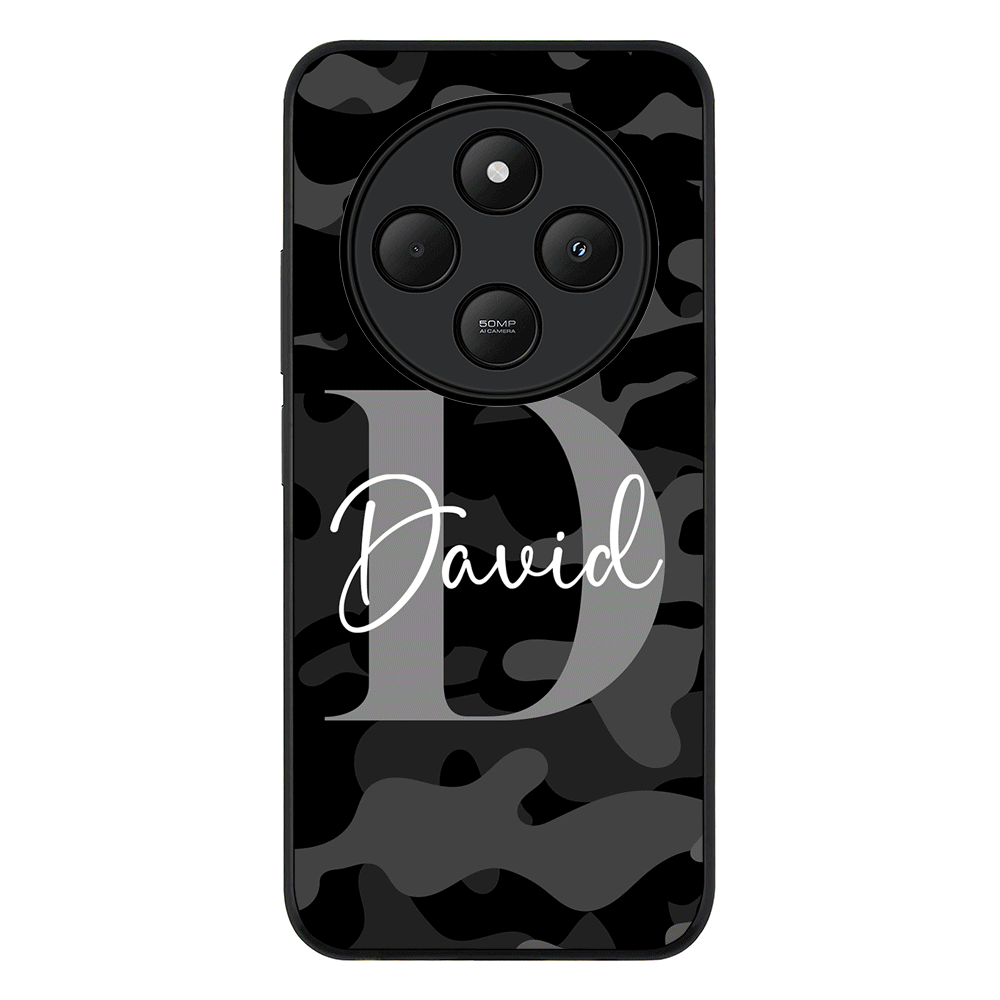 Redmi 14C / 14R / Rugged Black Personalized Name Camouflage Military Camo Phone Case - Redmi - Stylizedd.com