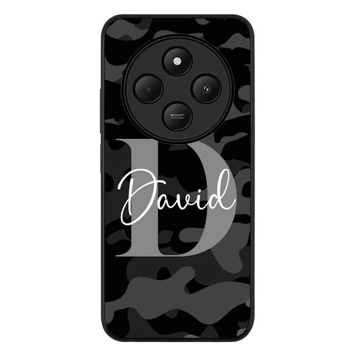 Redmi 14C / 14R / Rugged Black Personalized Name Camouflage Military Camo Phone Case - Redmi - Stylizedd.com