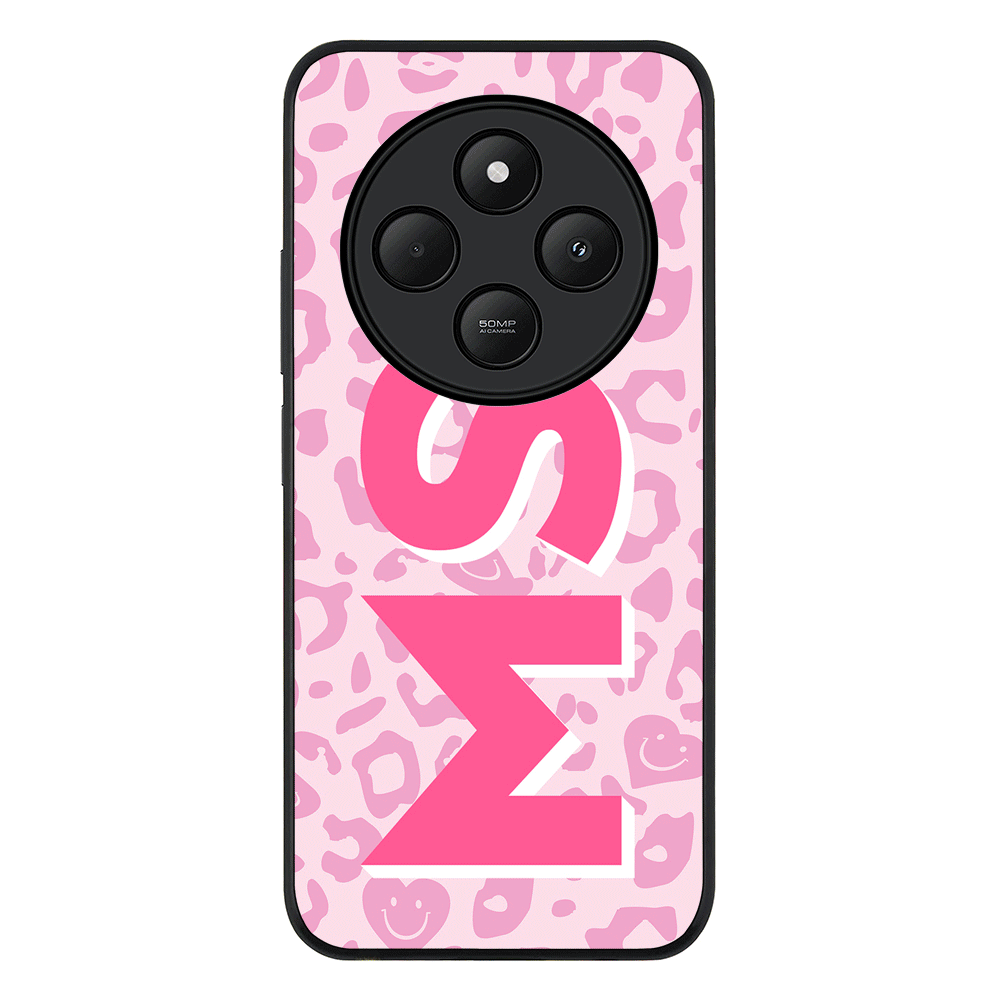 Redmi 14C / 14R / Rugged Black Custom Monogram Initial 3D Shadow Text Seamless Pattern, Phone Case - Redmi - Stylizedd.com