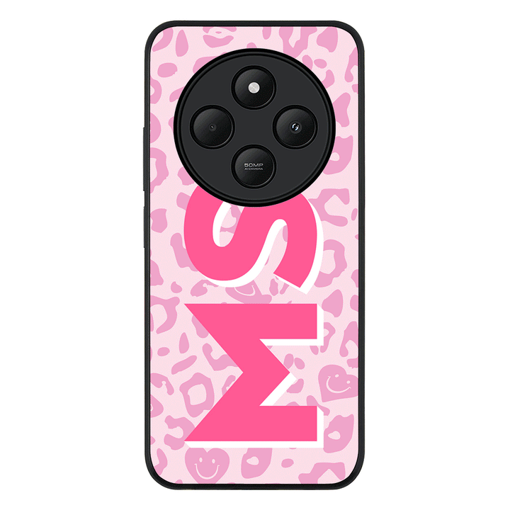 Redmi 14C / 14R / Rugged Black Custom Monogram Initial 3D Shadow Text Seamless Pattern, Phone Case - Redmi - Stylizedd.com