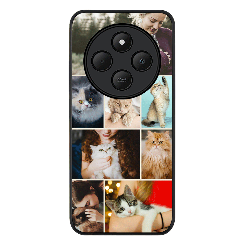 Redmi 14C / 14R / Rugged Black Personalised Photo Collage Grid Pet Cat, Phone Case - Redmi - Stylizedd.com