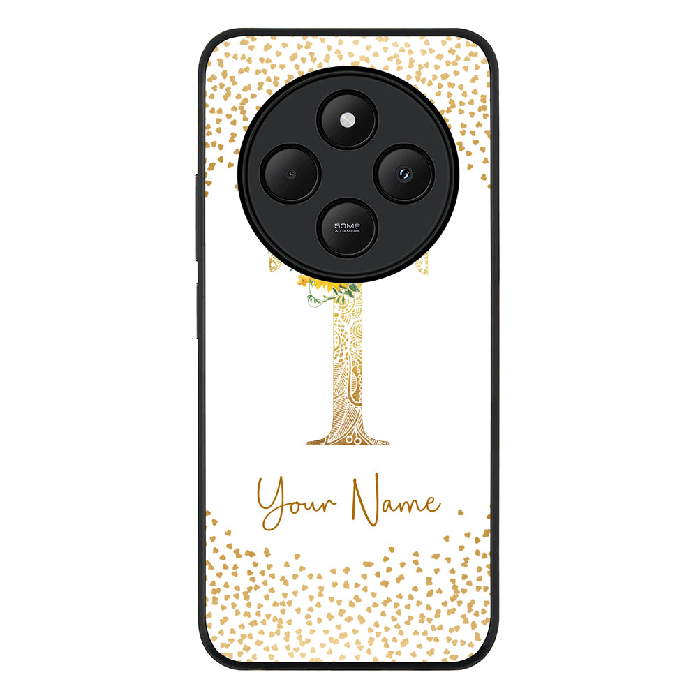 Redmi 14C / 14R / Rugged Black Floral Mandala Initial Phone Case - Redmi - Stylizedd.com