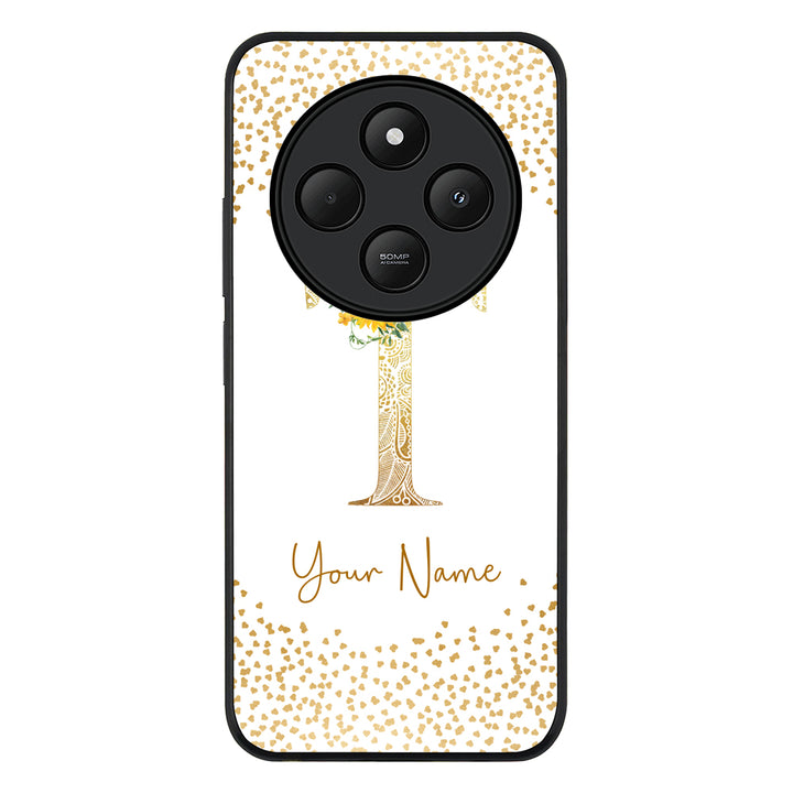 Redmi 14C / 14R / Rugged Black Floral Mandala Initial Phone Case - Redmi - Stylizedd.com