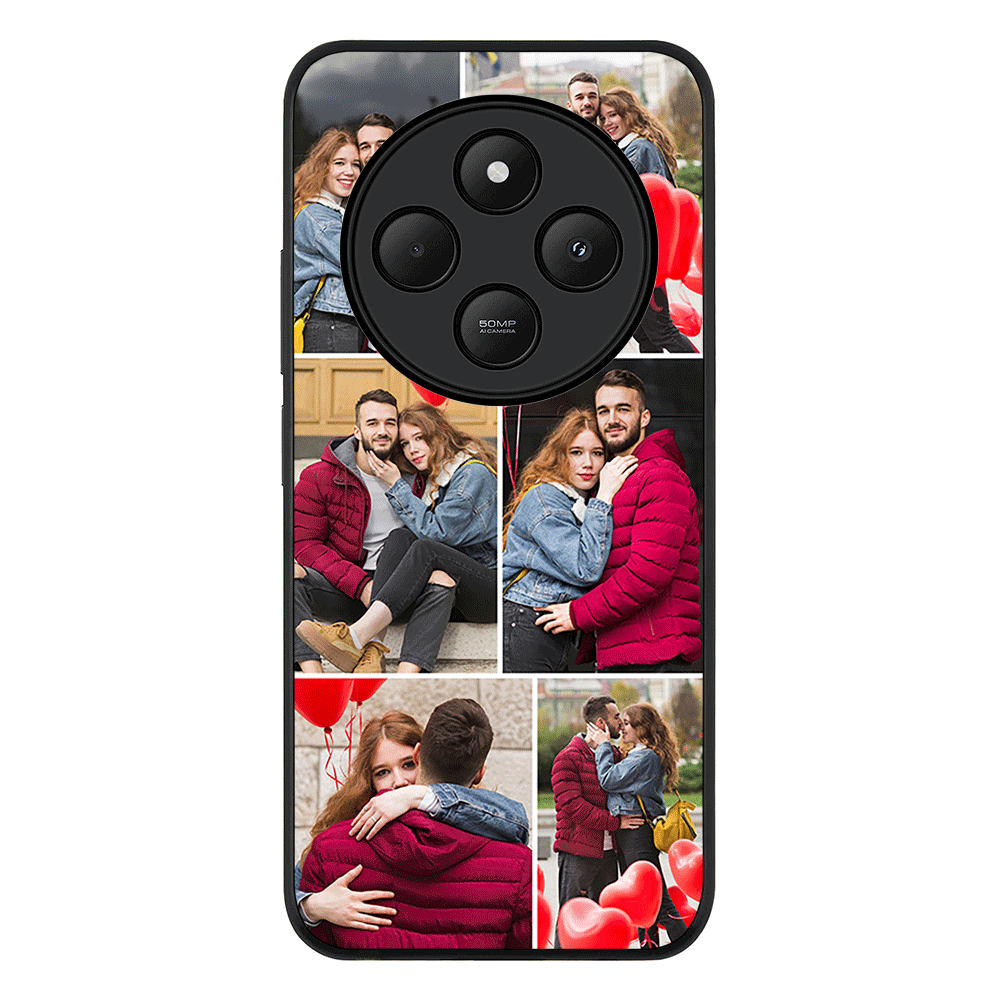 Redmi 14C / 14R / Rugged Black Personalised Valentine Photo Collage Grid, Phone Case - Redmi - Stylizedd.com