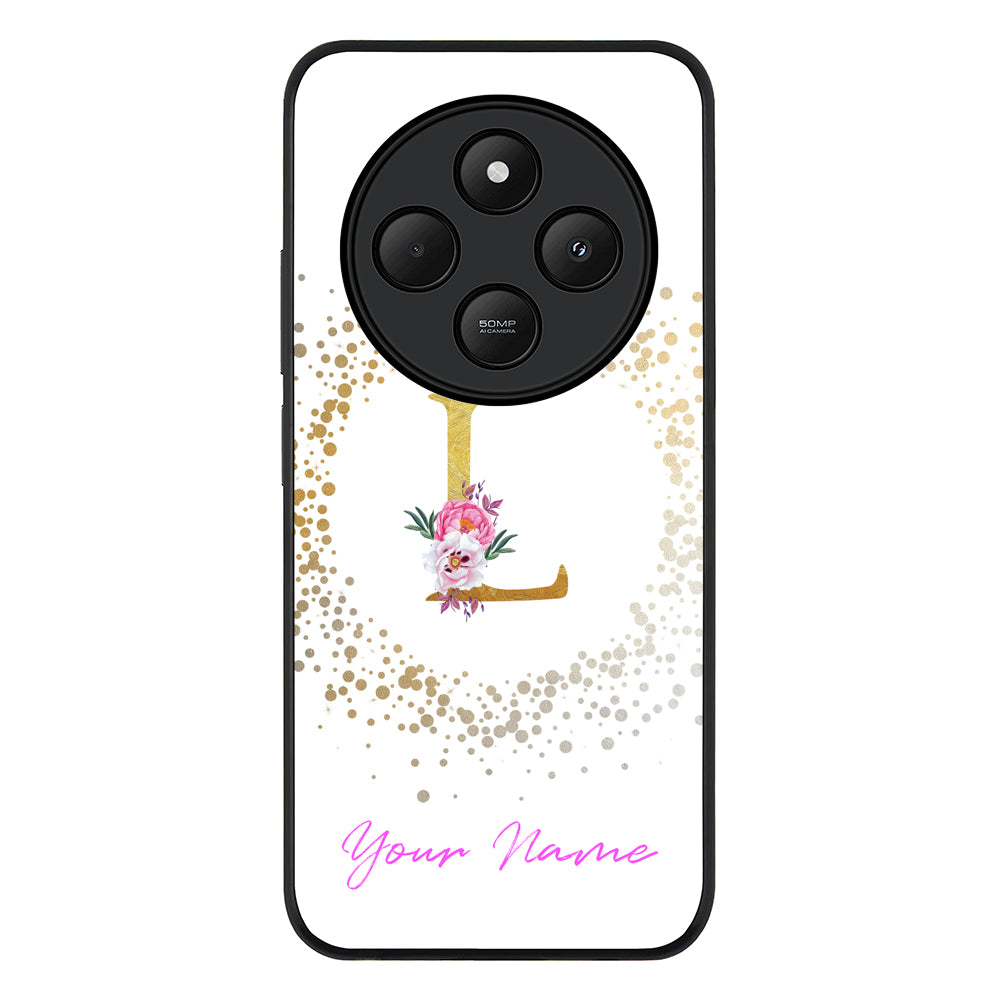 Redmi 14C / 14R / Rugged Black Floral Initial Phone Case - Redmi - Stylizedd.com