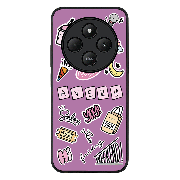 Redmi 14C / 14R / Rugged Black Personalized Name Cute Weekend Girl Sticker, Phone Case - Redmi - Stylizedd.com
