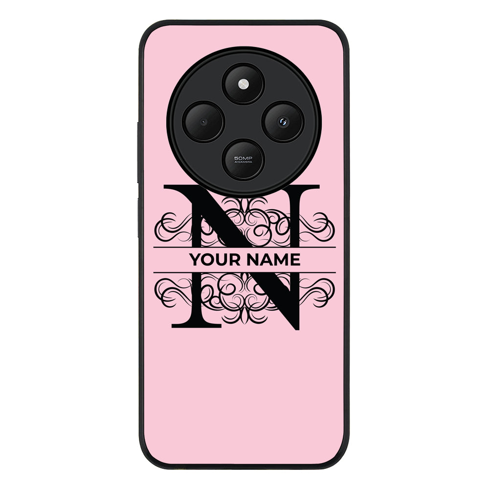 Redmi 14C / 14R / Rugged Black Split Floral Initial Phone Case - Redmi - Stylizedd.com