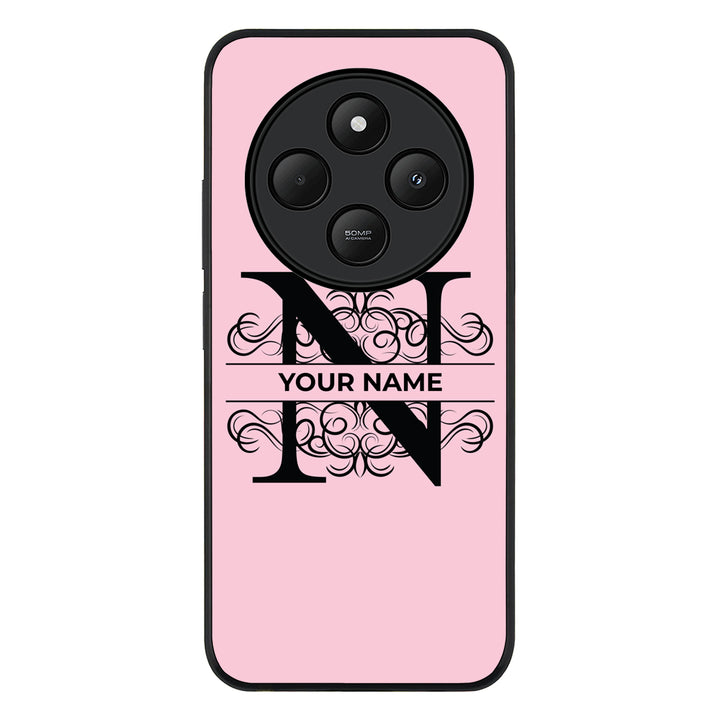 Redmi 14C / 14R / Rugged Black Split Floral Initial Phone Case - Redmi - Stylizedd.com