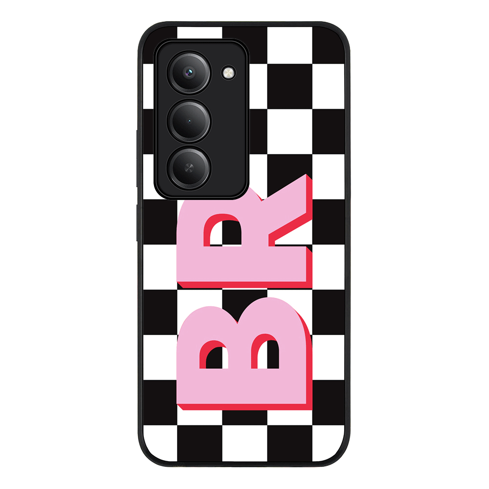 Custom Monogram Initial Checkerboard, Phone Case - Redmi