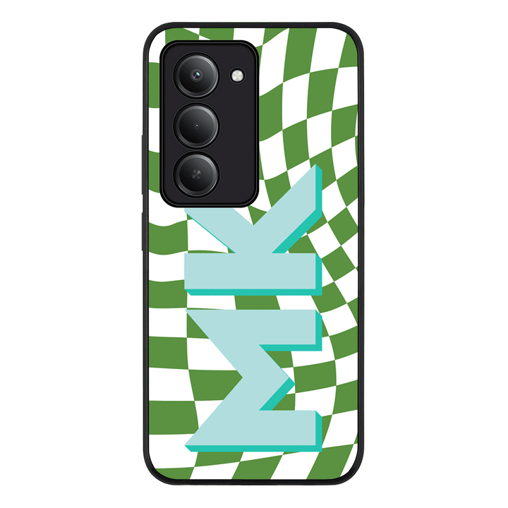 Custom Monogram Initial Wavy Checkerboard, Phone Case - Redmi