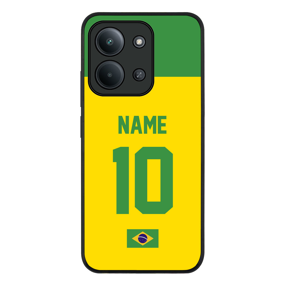 Redmi 15C 4G / Rugged Black Personalized Football Jersey Phone Case Custom Name & Number - Redmi - Stylizedd.com