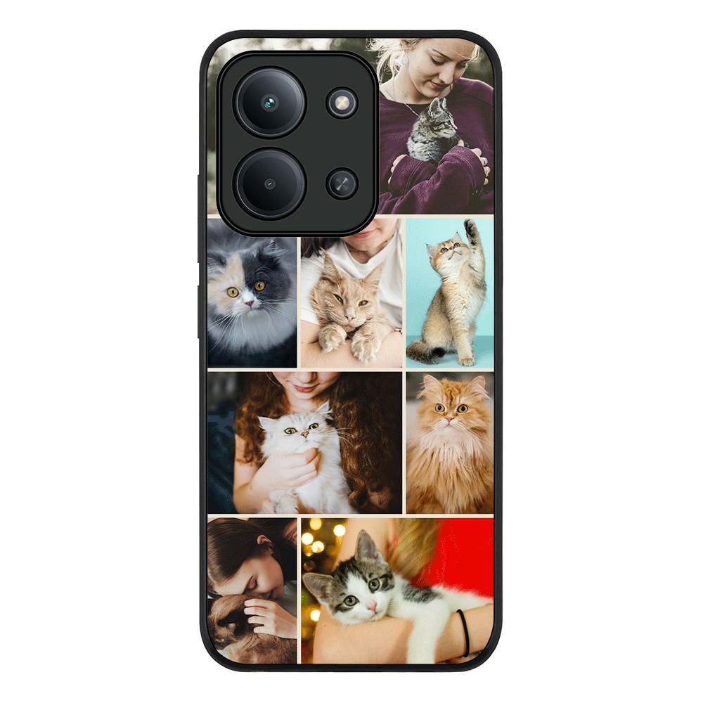 Redmi 15C 4G / Rugged Black Personalised Photo Collage Grid Pet Cat, Phone Case - Redmi - Stylizedd.com