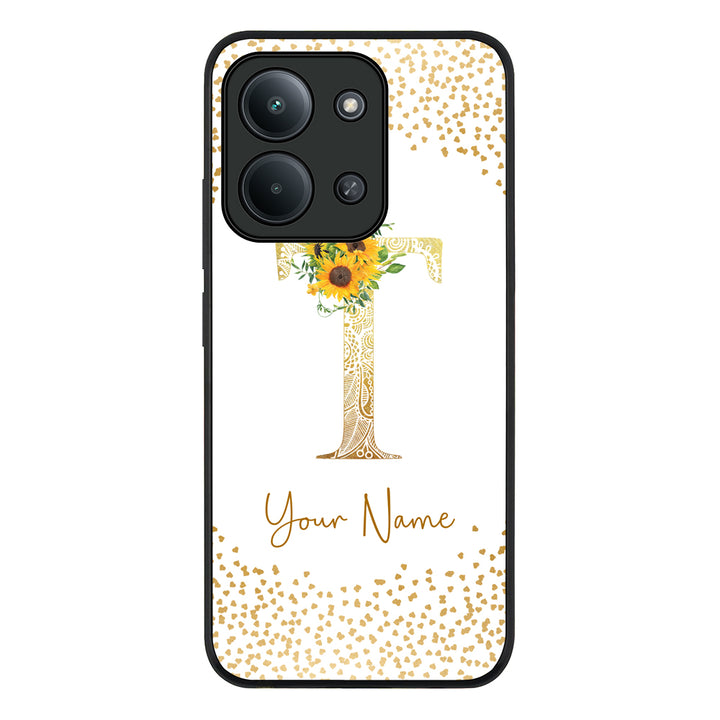Redmi 15C 4G / Rugged Black Floral Mandala Initial Phone Case - Redmi - Stylizedd.com
