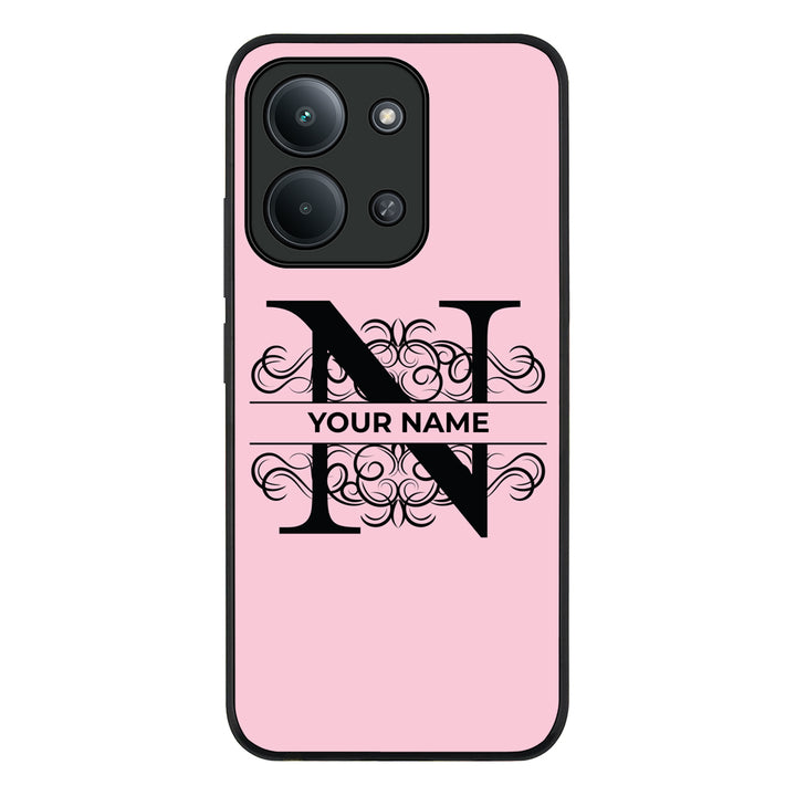 Redmi 15C 4G / Rugged Black Split Floral Initial Phone Case - Redmi - Stylizedd.com
