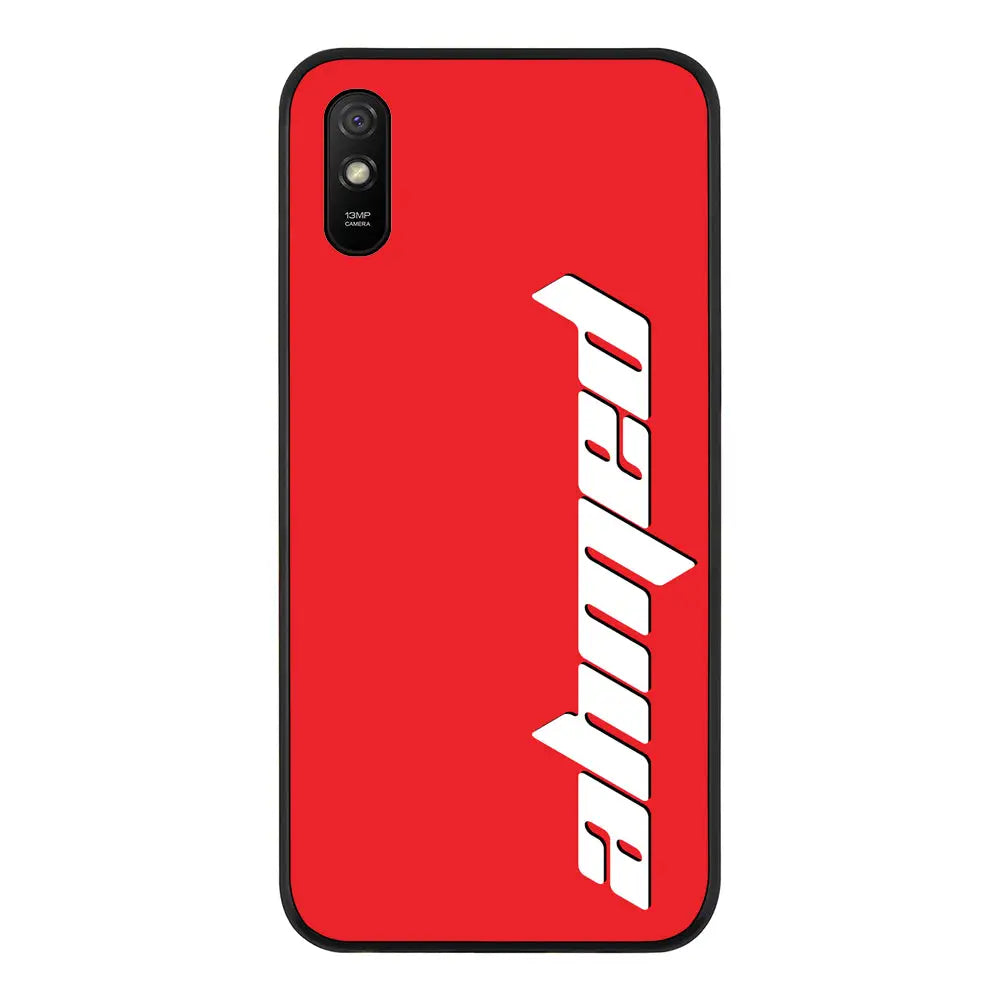 Redmi 9A 4G / Rugged Black Custom Text, Vertical Name Phone Case - Redmi - Stylizedd.com