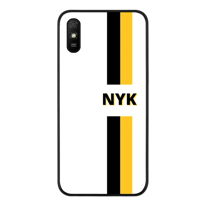 Redmi 9A 4G / Rugged Black Custom Striped Monogram Phone Case - Redmi - Stylizedd.com