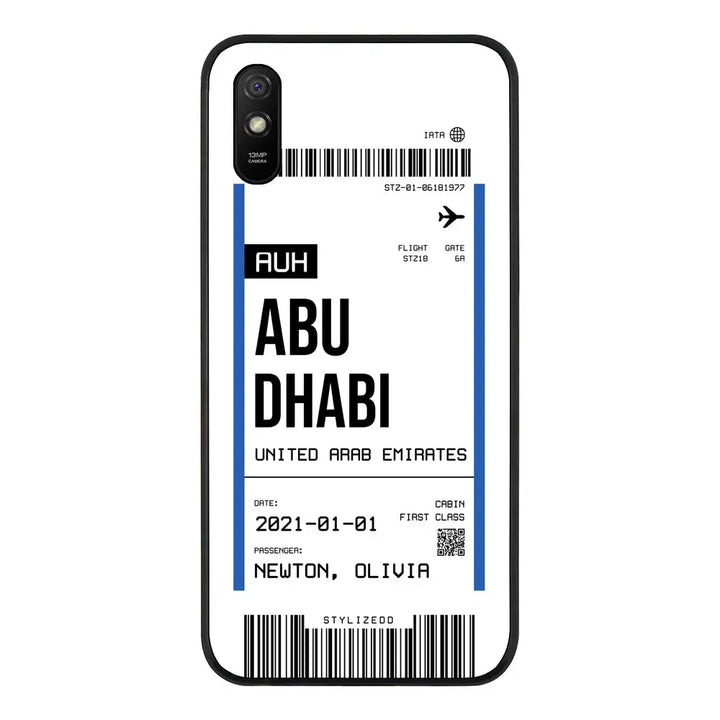 Redmi 9A 4G / Rugged Black Custom Flight Boarding Pass Ticket Phone Case - Redmi - Stylizedd.com