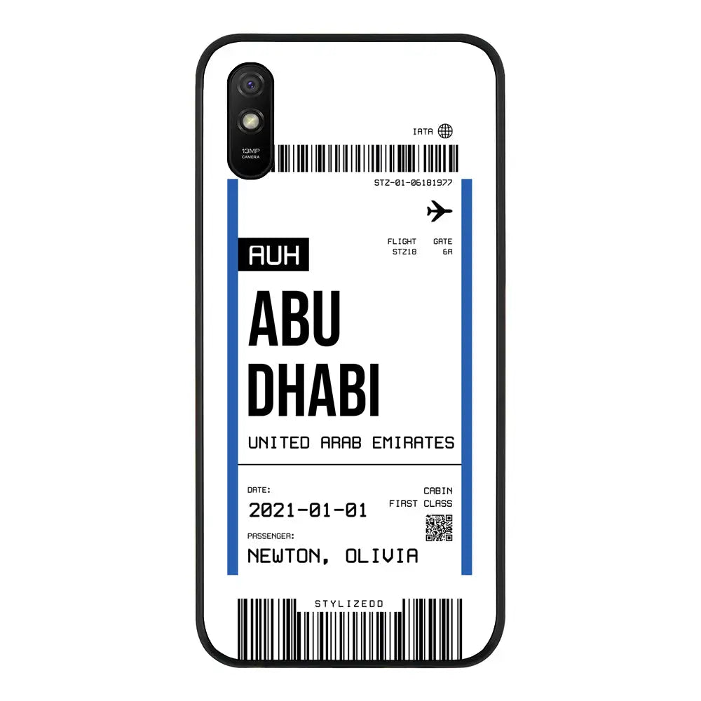 Redmi 9A 4G / Rugged Black Custom Flight Boarding Pass Ticket Phone Case, Stylizedd.com in Dubai Sharjah UAE UK  