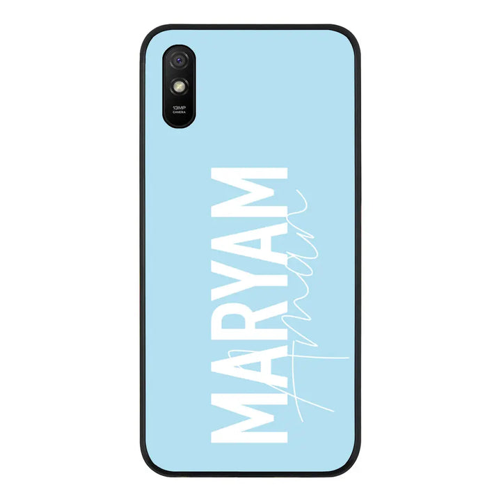 Redmi 9A 4G / Rugged Black Personalized Name Vertical, Phone Case - Redmi  - Stylizedd.com