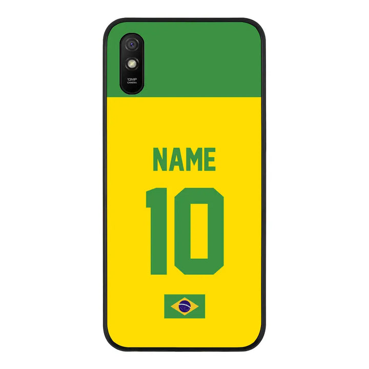 Redmi 9A 4G / Rugged Black Personalized Football Jersey Phone Case Custom Name & Number - Redmi - Stylizedd.com