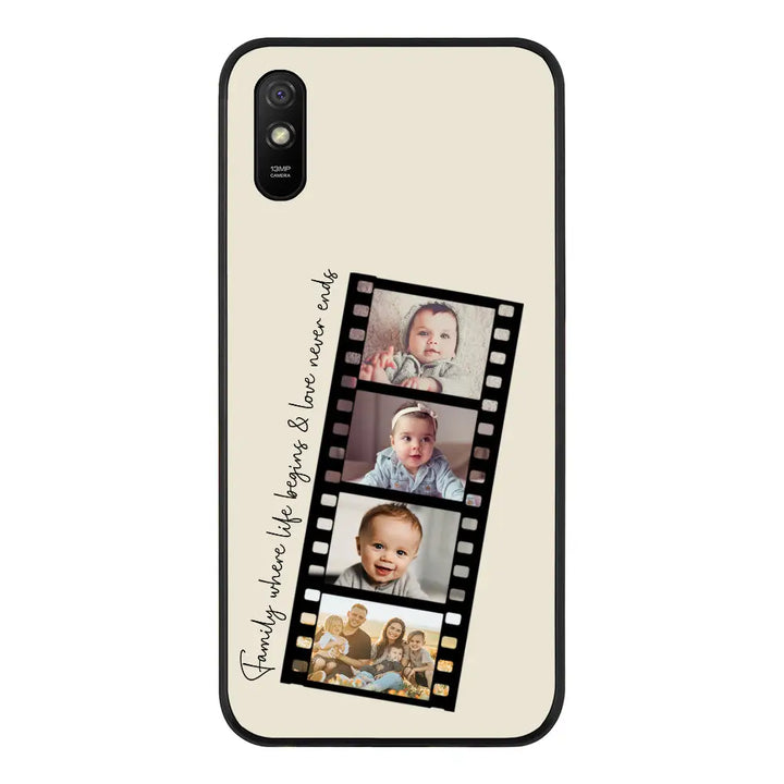 Redmi 9A 4G / Rugged Black Custom Film Strips Personalised Movie Strip, Phone Case - Redmi - Stylizedd.com