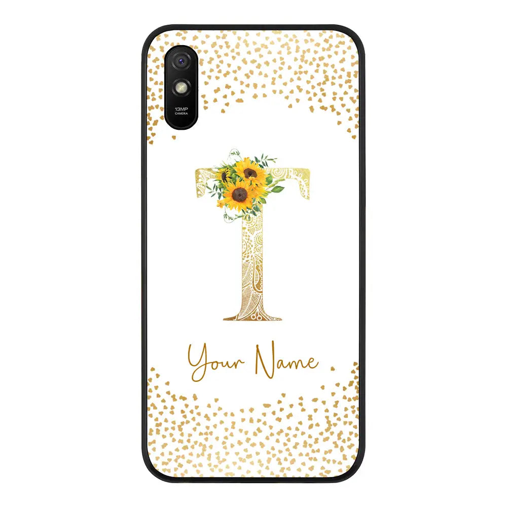 Redmi 9A 4G / Rugged Black Floral Mandala Initial Phone Case - Redmi - Stylizedd.com