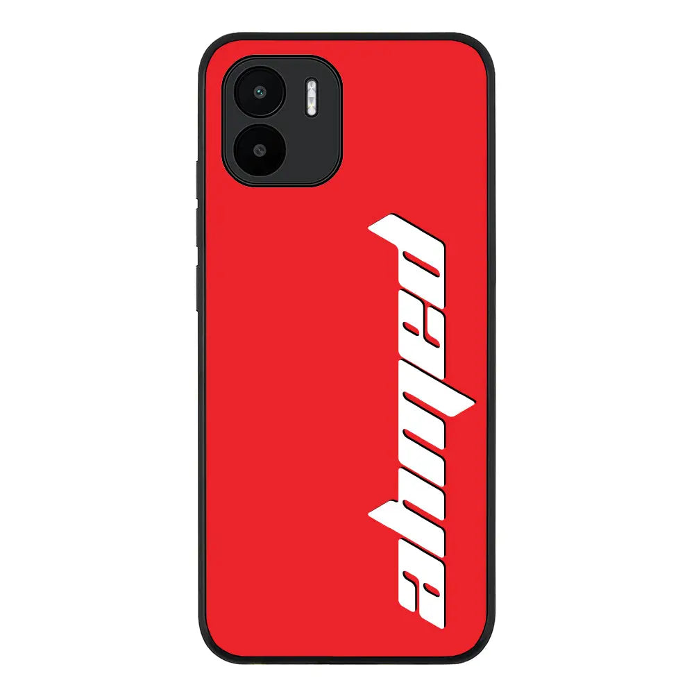 Redmi A1 / Rugged Black Custom Text, Vertical Name Phone Case - Redmi - Stylizedd.com