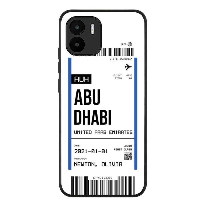 Redmi A1 / Rugged Black Custom Flight Boarding Pass Ticket Phone Case - Redmi - Stylizedd.com