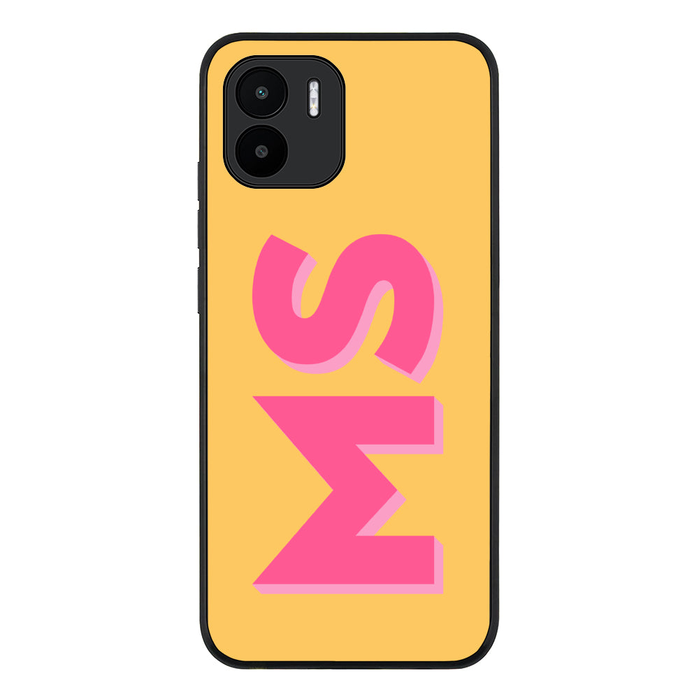 Redmi A1 / Rugged Black Personalized Monogram Initial 3D Shadow Text Phone Case - Redmi - Stylizedd.com