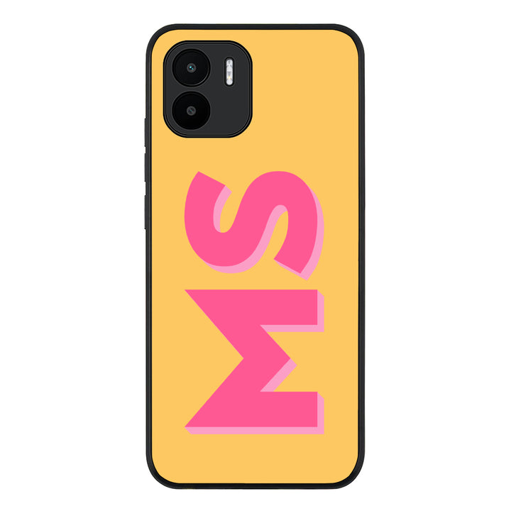 Redmi A1 / Rugged Black Personalized Monogram Initial 3D Shadow Text Phone Case - Redmi - Stylizedd.com