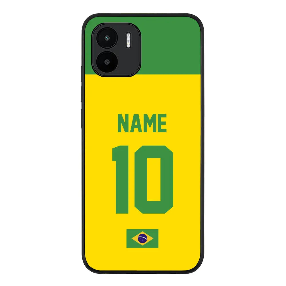 Redmi A1 / Rugged Black Personalized Football Jersey Phone Case Custom Name & Number - Redmi - Stylizedd.com