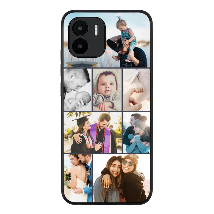Redmi A1 / Rugged Black Personalised Photo Collage Grid Phone Case - Redmi - Stylizedd.com