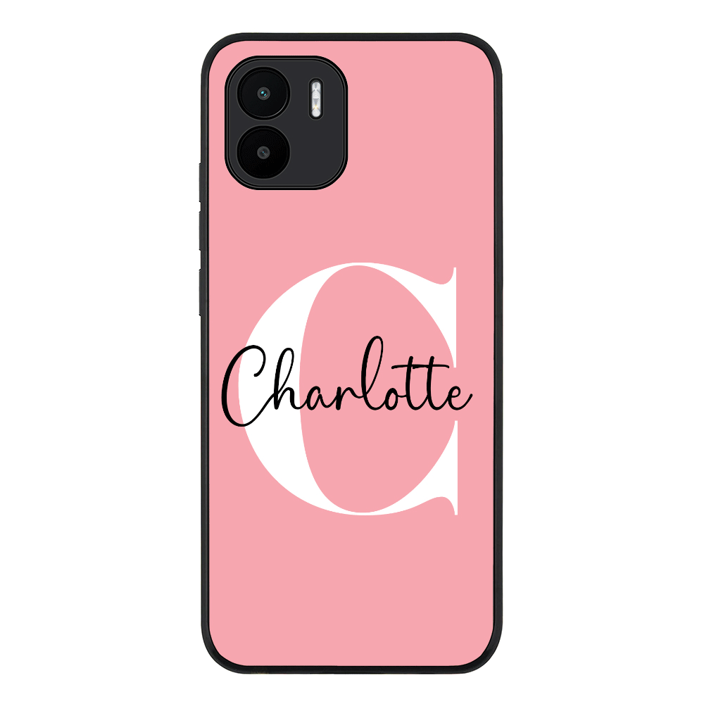 Redmi A1 / Rugged Black Custom Monogram Large Initial Name & Letter, Phone Case - Redmi - Stylizedd.com