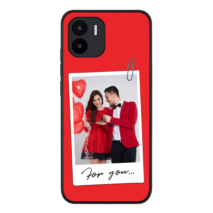 Redmi A1 / Rugged Black Personalized Polaroid Photo Valentine, Phone Case - Redmi - Stylizedd.com