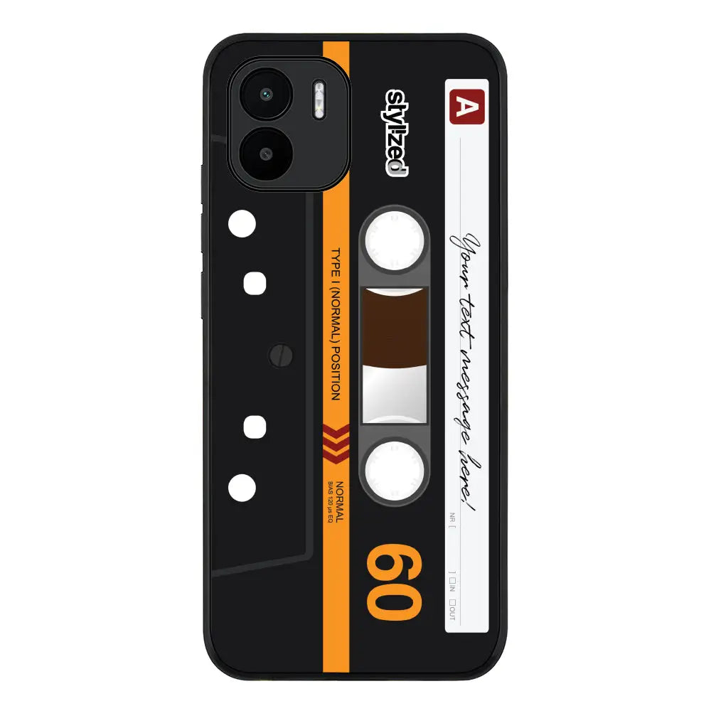 Custom Retro Cassette Tape Phone Case - Redmi - A1 / Rugged Black - Stylizedd