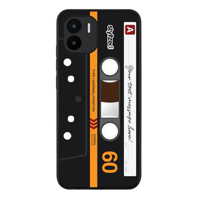 Custom Retro Cassette Tape Phone Case - Redmi - A1 / Rugged Black - Stylizedd