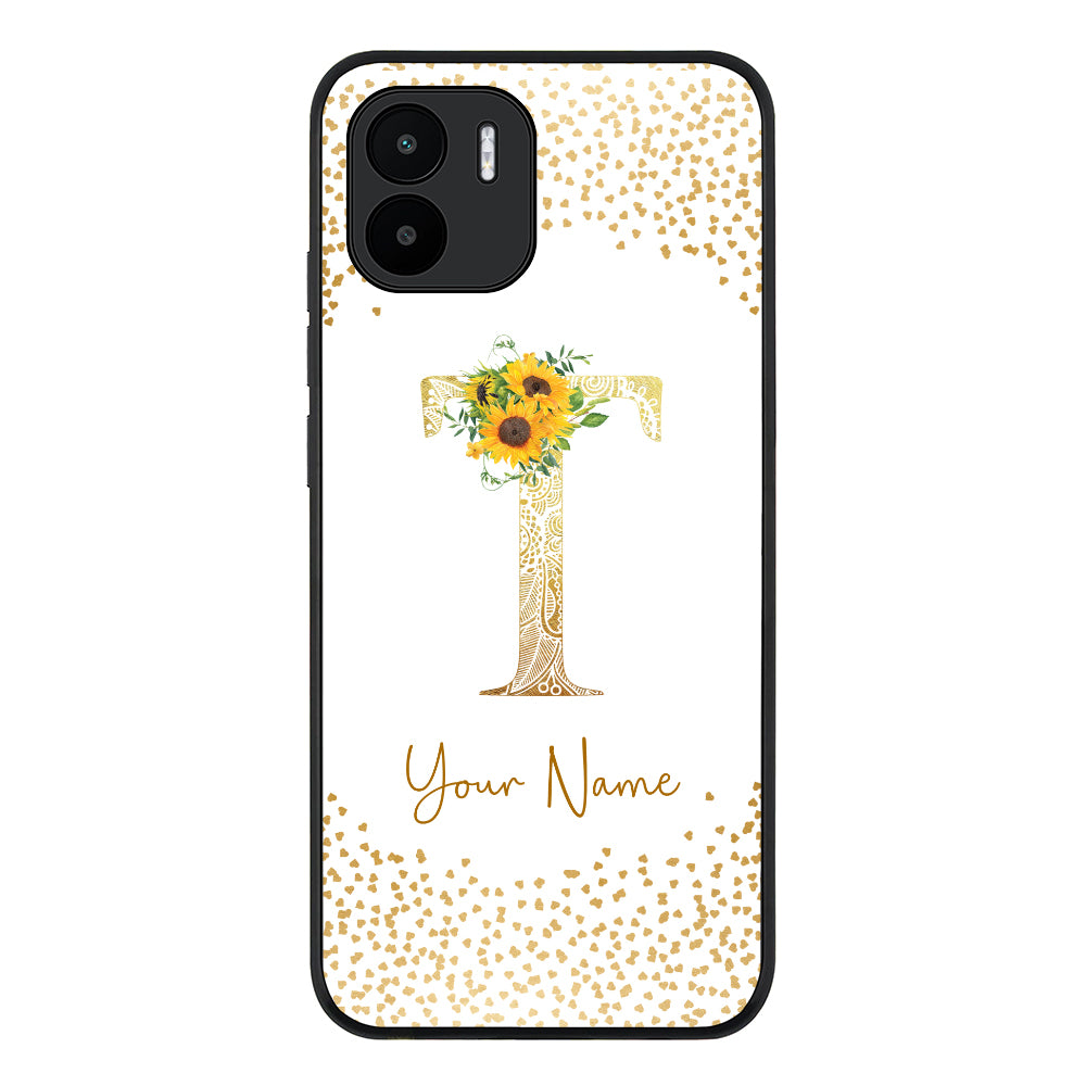 Redmi A1 / Rugged Black Floral Mandala Initial Phone Case - Redmi - Stylizedd.com