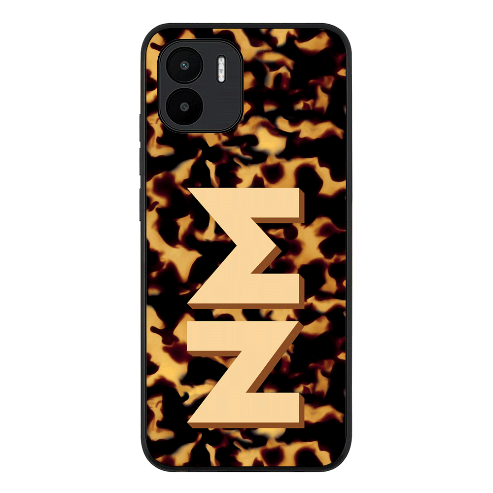 Redmi A1 / Rugged Black Custom Monogram 3D Text Luxury Tortoise Shell Pattern, Phone Case - Redmi - Stylizedd.com