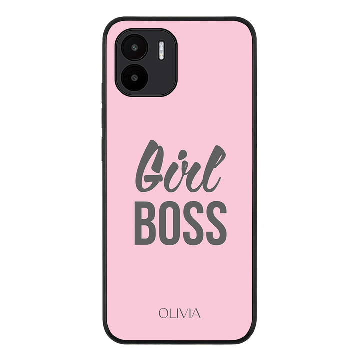 Redmi A1 / Rugged Black Personalized Name Girl Boss, Phone Case - Redmi - Stylizedd.com