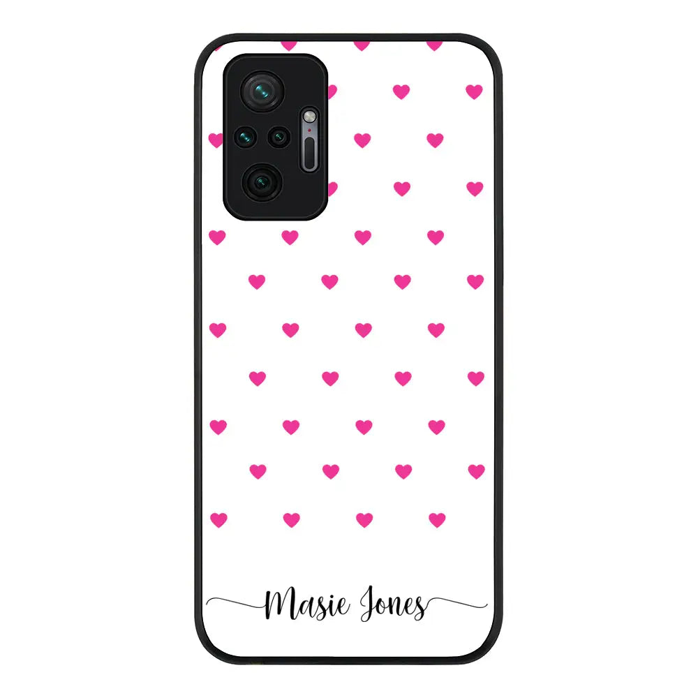 Redmi Note 10 Pro 4G / Rugged Black Heart Pattern Custom Text, My Name Phone Case - Redmi - Stylizedd.com