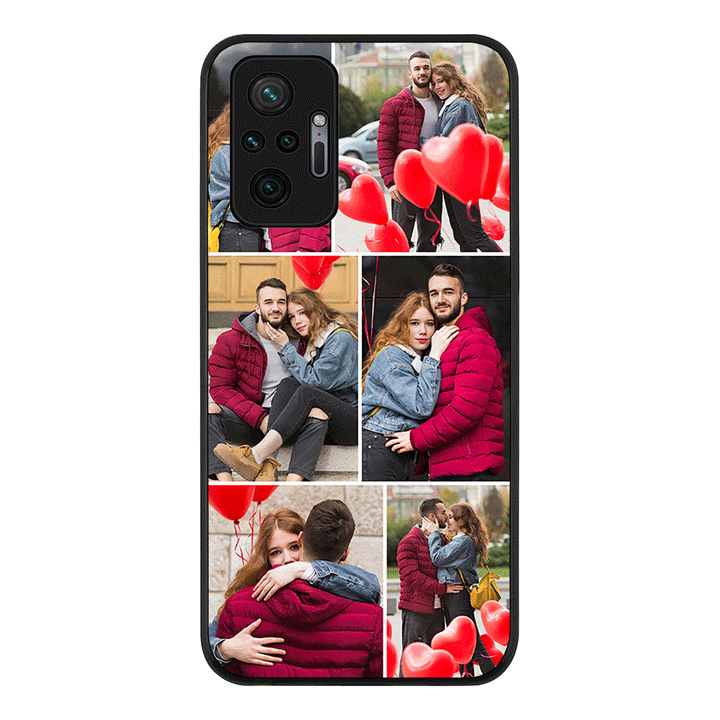 Redmi Note 10 Pro 4G / Rugged Black Personalised Valentine Photo Collage Grid, Phone Case - Redmi - Stylizedd.com